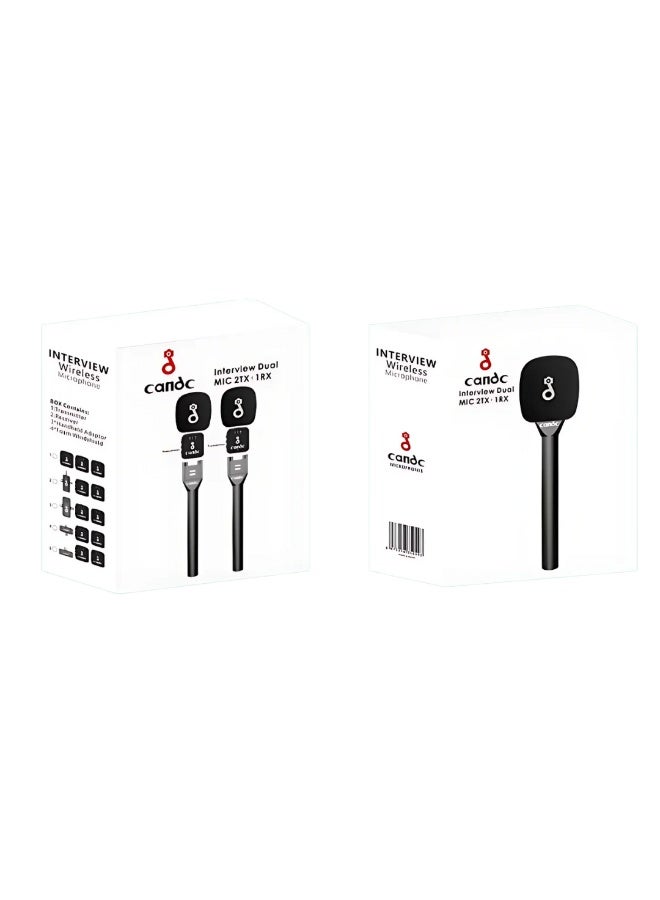 كاند سي نظام ميكروفون لاسلكي Candc Interview ‏3-في-1 مزدوج | مرسلان ومستقبل واحد | تقليل ضوضاء - Image 2